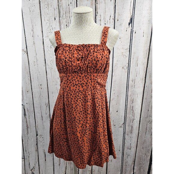 ALK Women's L Trixxi Cheetah Print A-line Mini Skater Summer Mini Dress NEW NWT - Picture 1 of 8